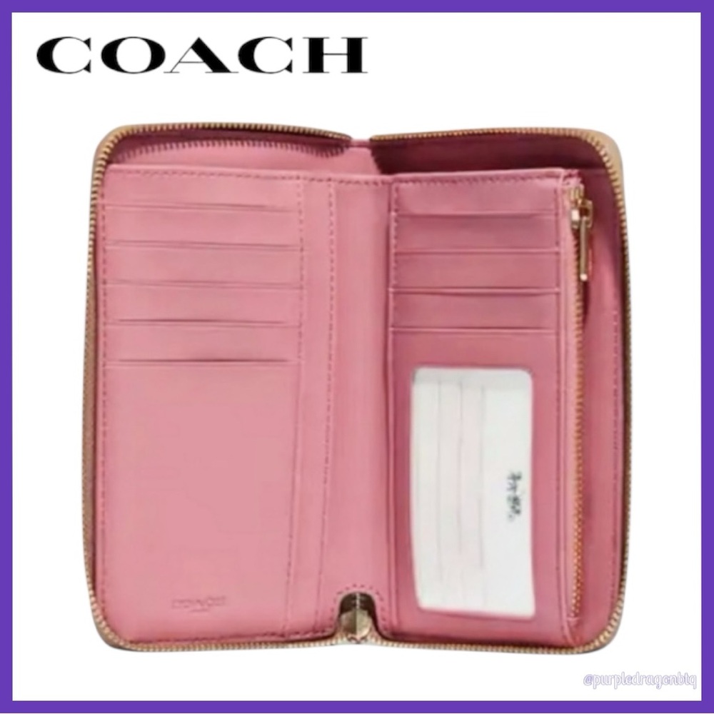 Coach ✨Final Price ✨MEDIUM ZIP AROUND WALLET SIGNATURE JACQUARD WITH STRIPES NWT - Picture 2 of 5